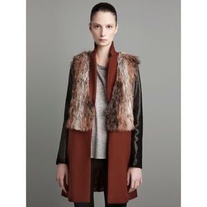 Zara Fur Vest in Cognac